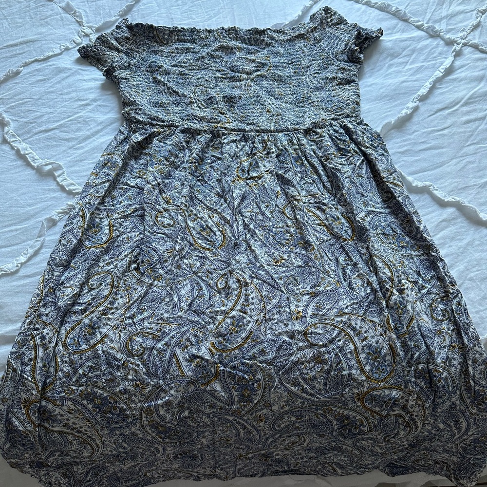 Elegant Paisley Off-Shoulder Dress